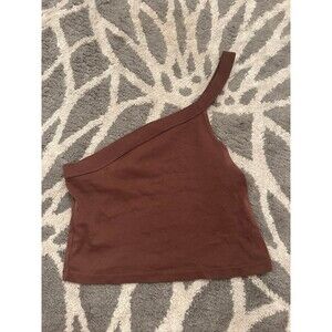 Brown One Shoulder Brandy Melville John Galt Crop Top